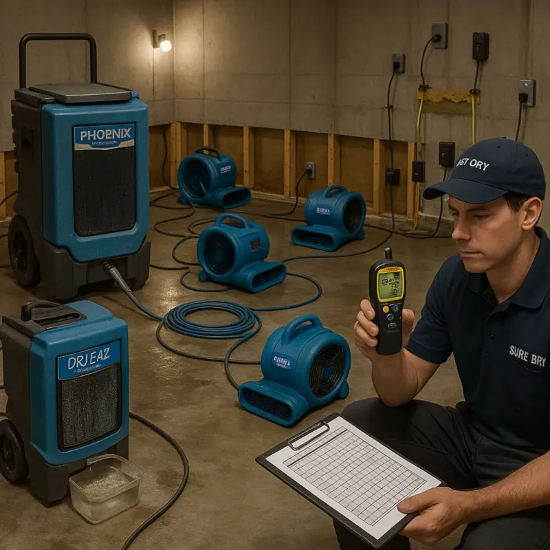Structural Drying and Dehumidification process in Hillsboro, TX